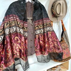 Enchanting SILK scarf/body wrap w southwestern Gypsy vibe